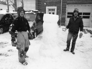 1989 - Snow storm, firemen making snowman