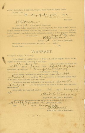 1896 Arrest Warrant Page 1